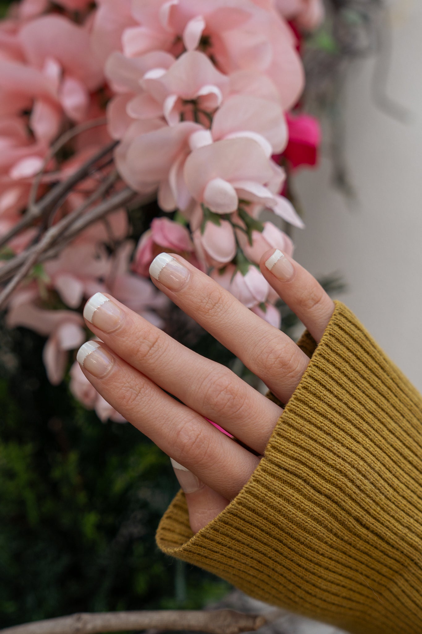 French Manicure with a touch of glitter